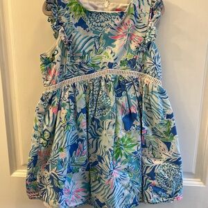 Lilly Pulitzer Floral Blue and Green Girls Dress